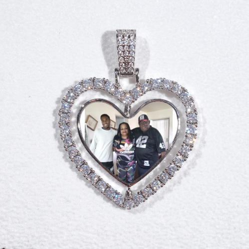 3D Spinning 2-Faced Heart Custom Picture Pendant