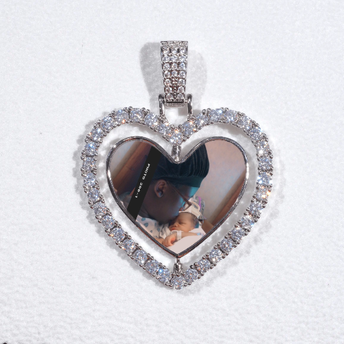 3D Spinning 2-Faced Heart Custom Picture Pendant
