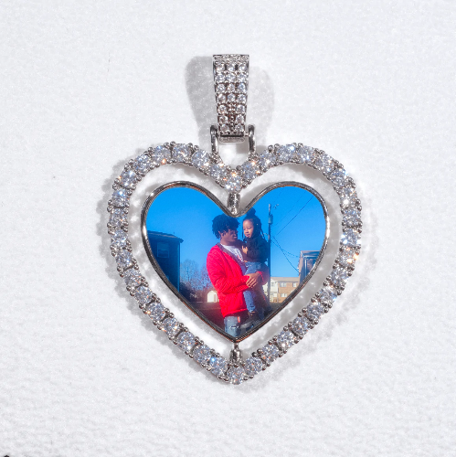 3D Spinning 2-Faced Heart Custom Picture Pendant