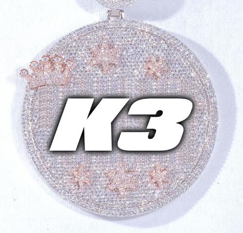 CUSTOM LETTER NECKLACE 3D BIG CROWN DISC