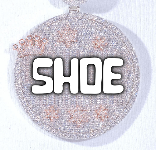 CUSTOM LETTER NECKLACE 3D BIG CROWN DISC