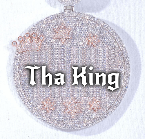 CUSTOM LETTER NECKLACE 3D BIG CROWN DISC
