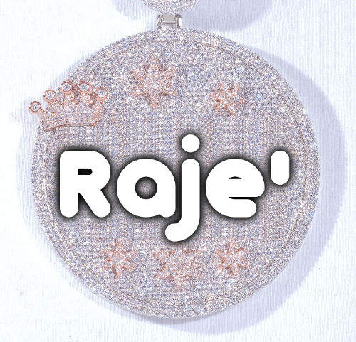 CUSTOM LETTER NECKLACE 3D BIG CROWN DISC