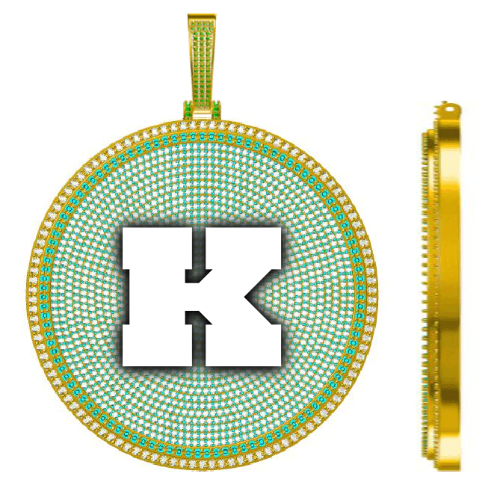 CUSTOM LETTER NECKLACE 3D BIG DISC