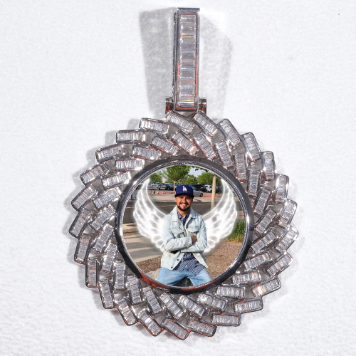 Large 3D Baguette Custom Picture Pendant