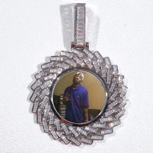 Large 3D Baguette Custom Picture Pendant