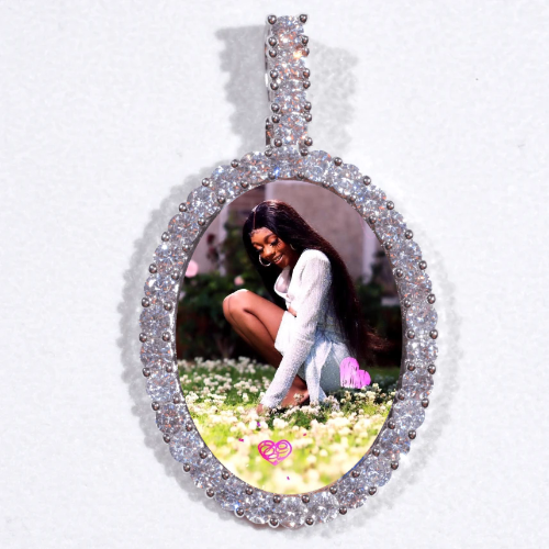 Large 3D Oval Custom Picture Pendant