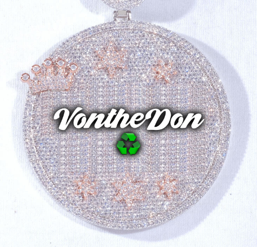 CUSTOM LETTER NECKLACE 3D BIG CROWN DISC