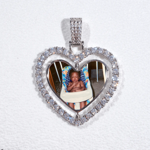 3D Spinning 2-Faced Heart Custom Picture Pendant