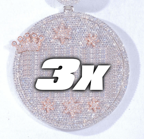 CUSTOM LETTER NECKLACE 3D BIG CROWN DISC