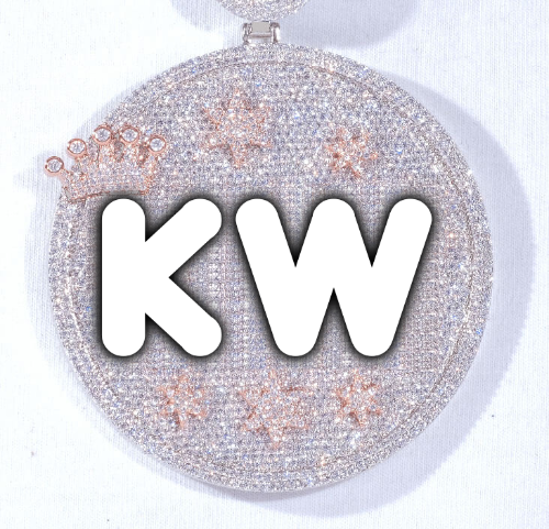 CUSTOM LETTER NECKLACE 3D BIG CROWN DISC