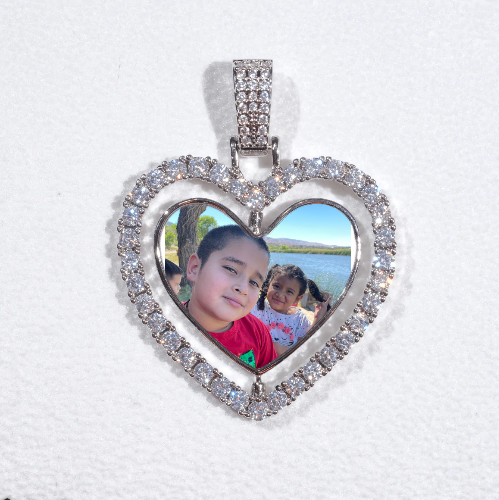 3D Spinning 2-Faced Heart Custom Picture Pendant