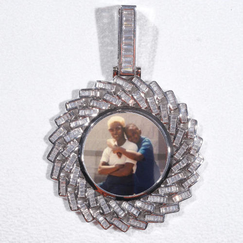 Large 3D Baguette Custom Picture Pendant