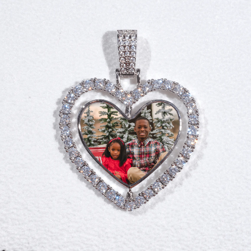3D Spinning 2-Faced Heart Custom Picture Pendant