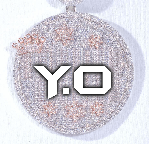 CUSTOM LETTER NECKLACE 3D BIG CROWN DISC