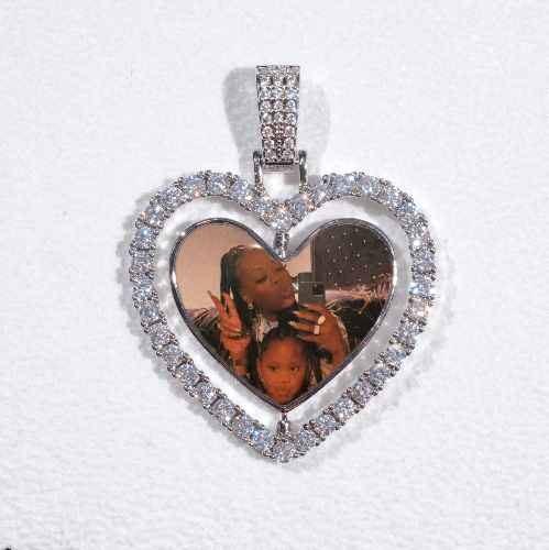 3D Spinning 2-Faced Heart Custom Picture Pendant