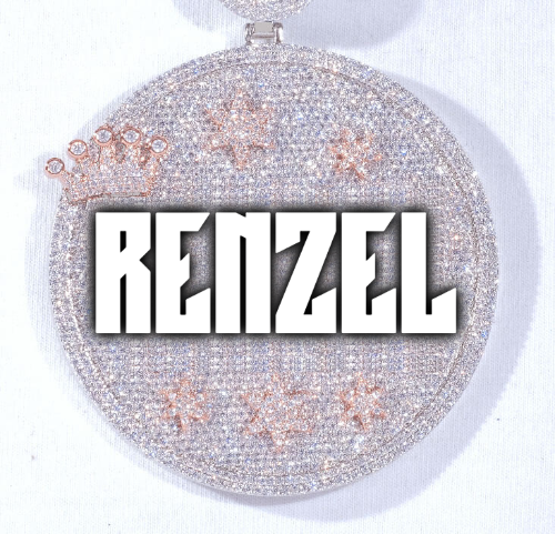 CUSTOM LETTER NECKLACE 3D BIG CROWN DISC