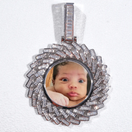Large 3D Baguette Custom Picture Pendant