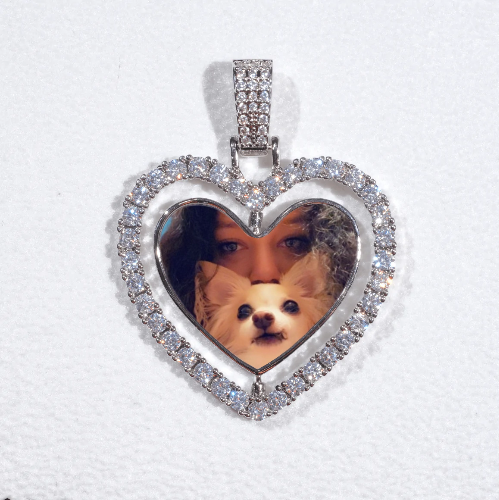 3D Spinning 2-Faced Heart Custom Picture Pendant
