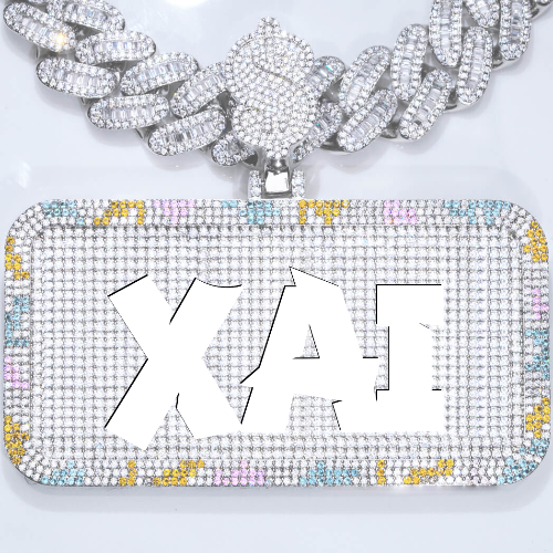 CUSTOM LETTER NECKLACE 3D COLORFUL SQUARE