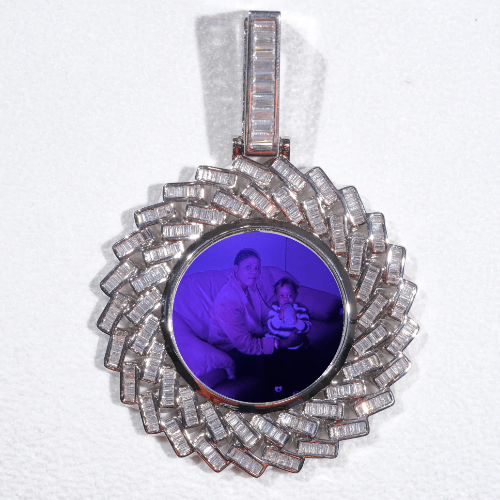 Large 3D Baguette Custom Picture Pendant