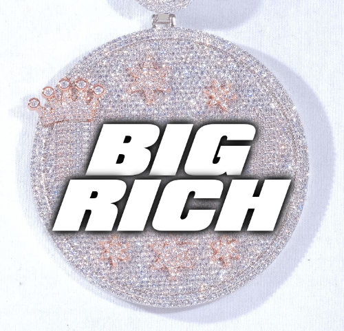 CUSTOM LETTER NECKLACE 3D BIG CROWN DISC