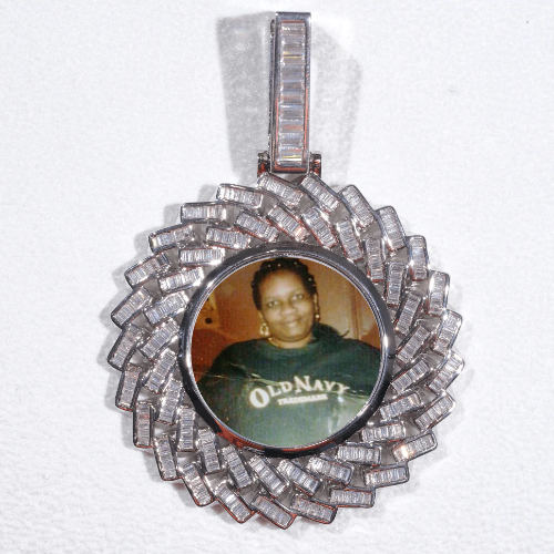 Large 3D Baguette Custom Picture Pendant