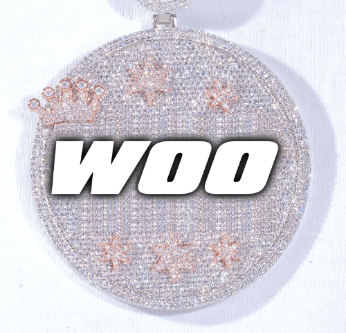 CUSTOM LETTER NECKLACE 3D BIG CROWN DISC