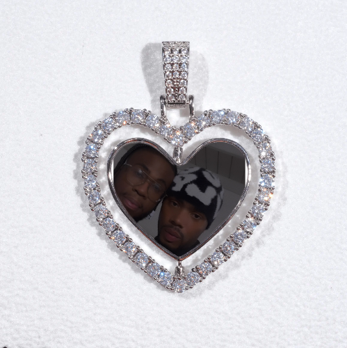 3D Spinning 2-Faced Heart Custom Picture Pendant