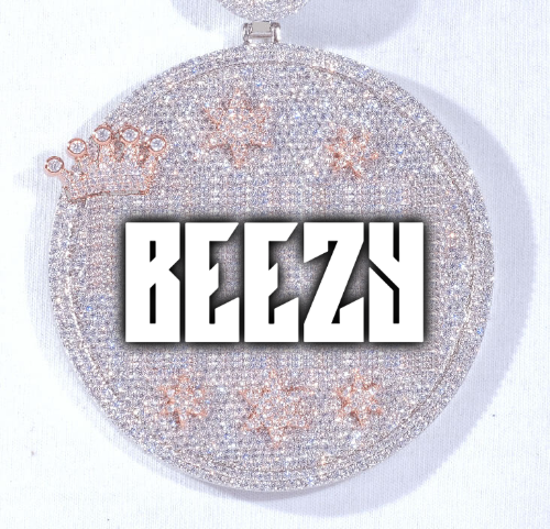 CUSTOM LETTER NECKLACE 3D BIG CROWN DISC