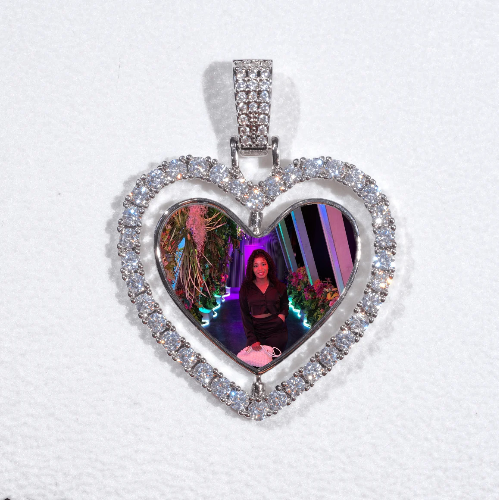 3D Spinning 2-Faced Heart Custom Picture Pendant