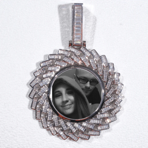 Large 3D Baguette Custom Picture Pendant