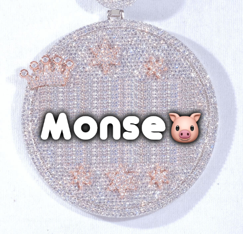 CUSTOM LETTER NECKLACE 3D BIG CROWN DISC