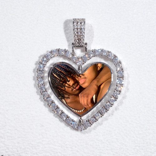 3D Spinning 2-Faced Heart Custom Picture Pendant
