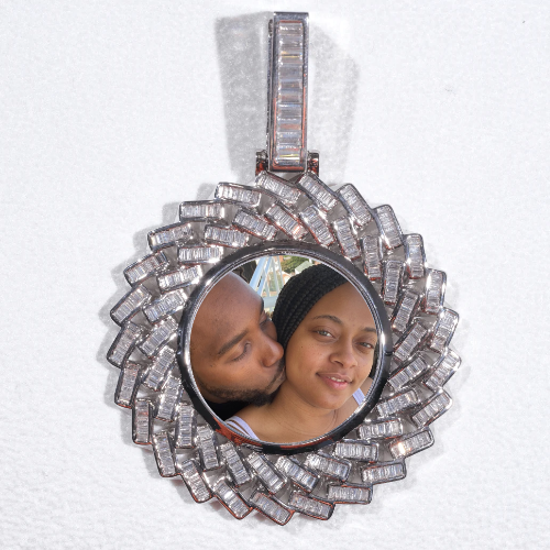 Large 3D Baguette Custom Picture Pendant