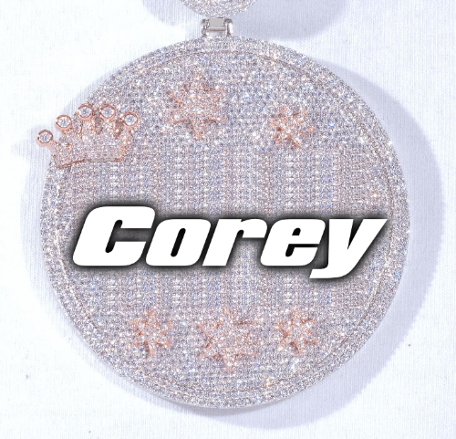 CUSTOM LETTER NECKLACE 3D BIG CROWN DISC