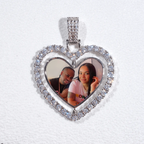 3D Spinning 2-Faced Heart Custom Picture Pendant
