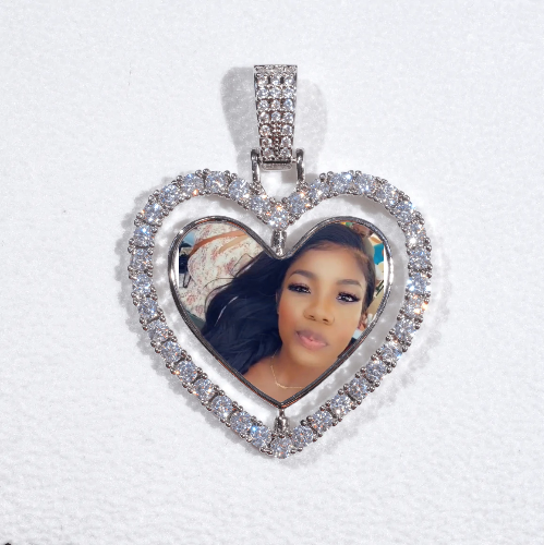 3D Spinning 2-Faced Heart Custom Picture Pendant