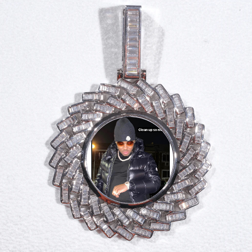 Large 3D Baguette Custom Picture Pendant