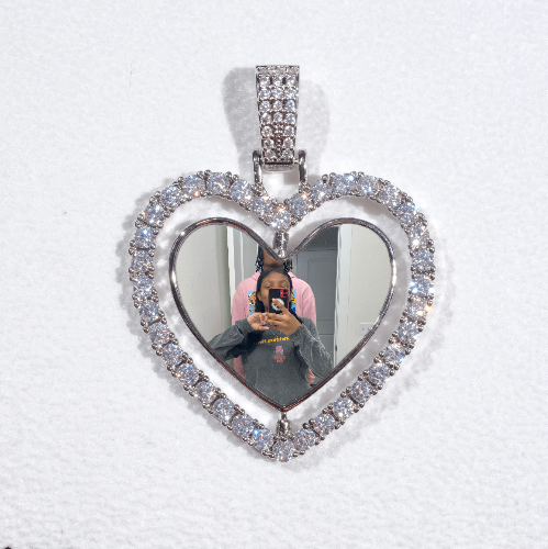 3D Spinning 2-Faced Heart Custom Picture Pendant