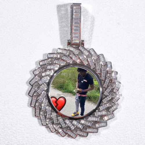 Large 3D Baguette Custom Picture Pendant