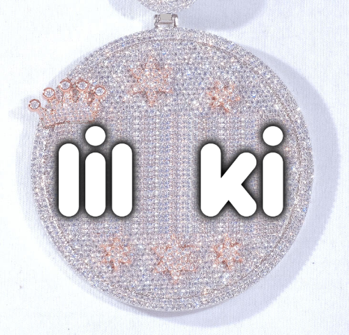 CUSTOM LETTER NECKLACE 3D BIG CROWN DISC
