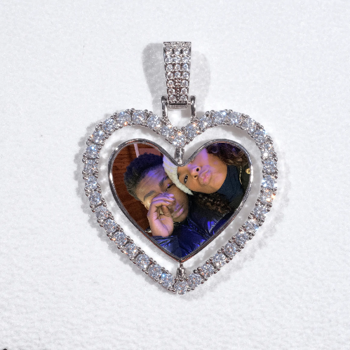3D Spinning 2-Faced Heart Custom Picture Pendant