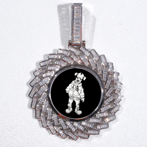 Large 3D Baguette Custom Picture Pendant
