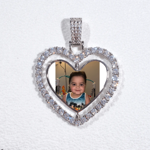 3D Spinning 2-Faced Heart Custom Picture Pendant