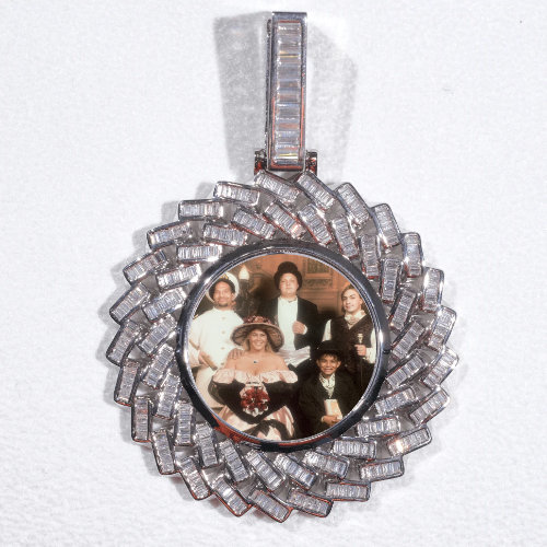 Large 3D Baguette Custom Picture Pendant