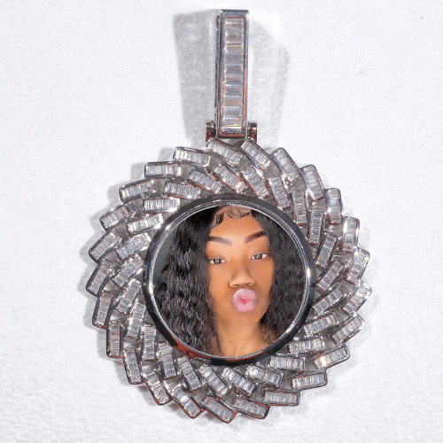Large 3D Baguette Custom Picture Pendant