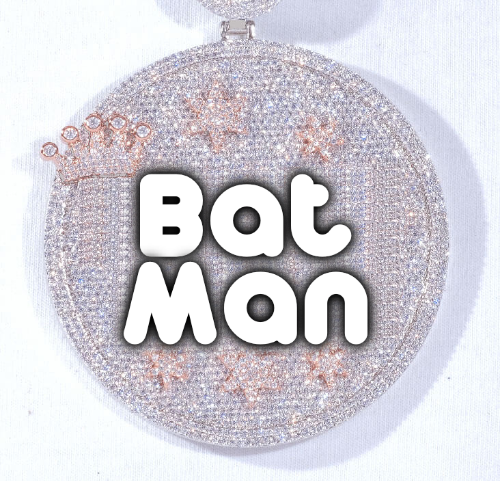 CUSTOM LETTER NECKLACE 3D BIG CROWN DISC