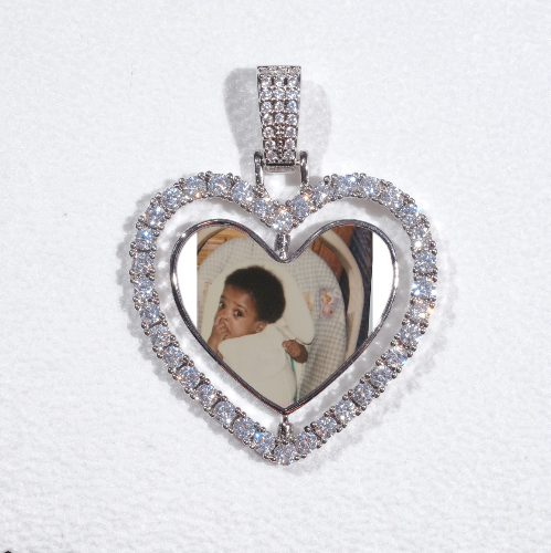 3D Spinning 2-Faced Heart Custom Picture Pendant