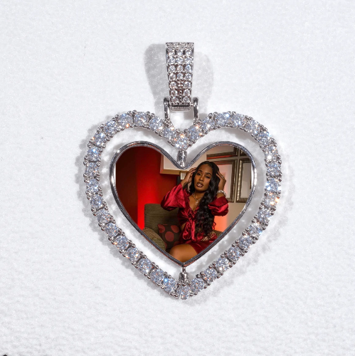 3D Spinning 2-Faced Heart Custom Picture Pendant